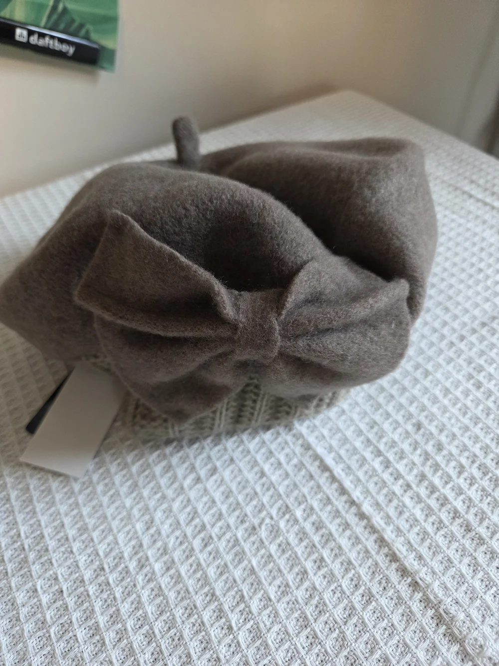 Wool Bow Beret in Taupe
